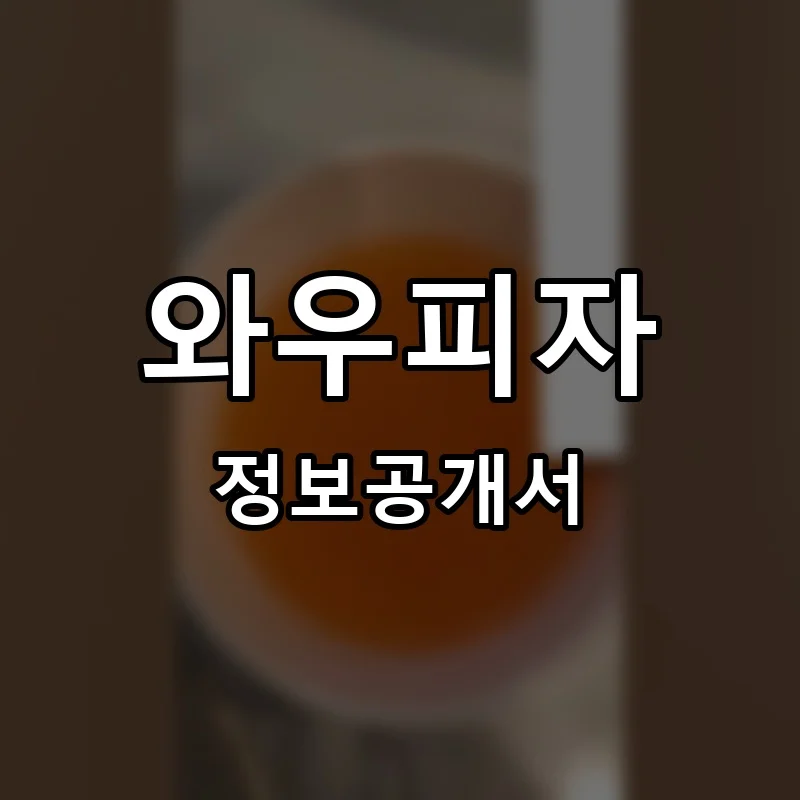 와우피자 프랜차이즈 창업 비용 정보공개서 요약