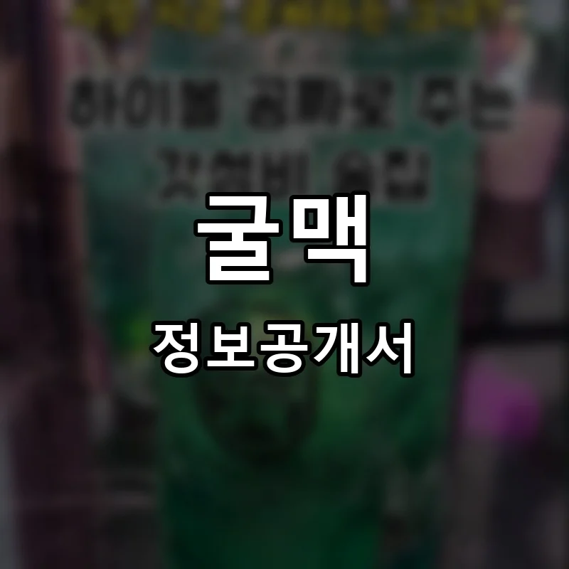 굴맥 프랜차이즈 창업 비용 정보공개서 요약
