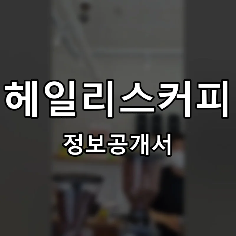 헤일리스커피 프랜차이즈 창업 비용 정보공개서 요약
