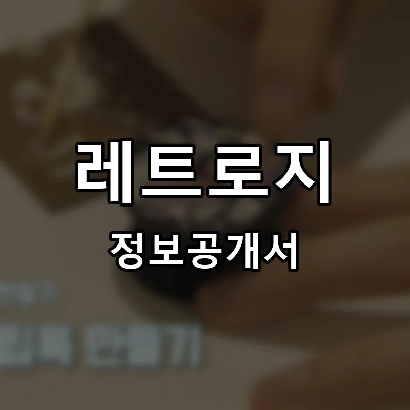 레트로지 프랜차이즈 정보공개서 요약 2025.03.31