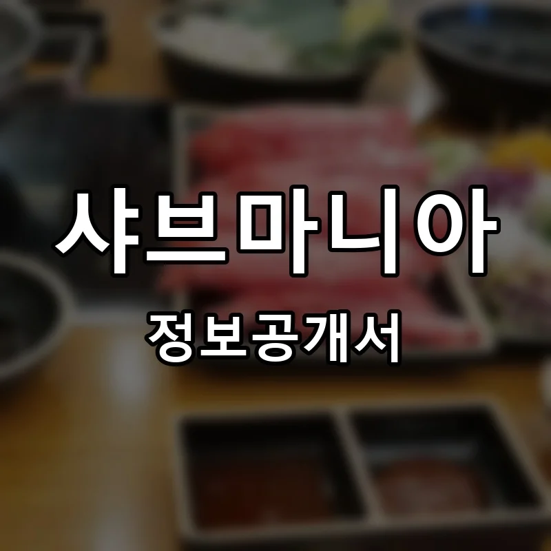샤브마니아 프랜차이즈 창업 비용 정보공개서 요약