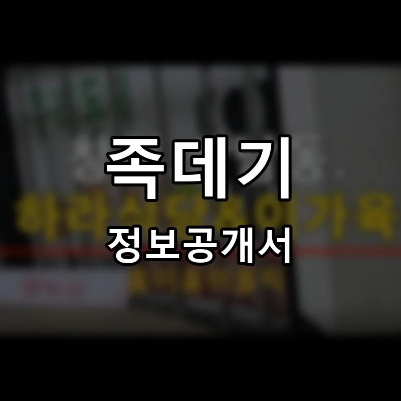 족데기 프랜차이즈 정보공개서