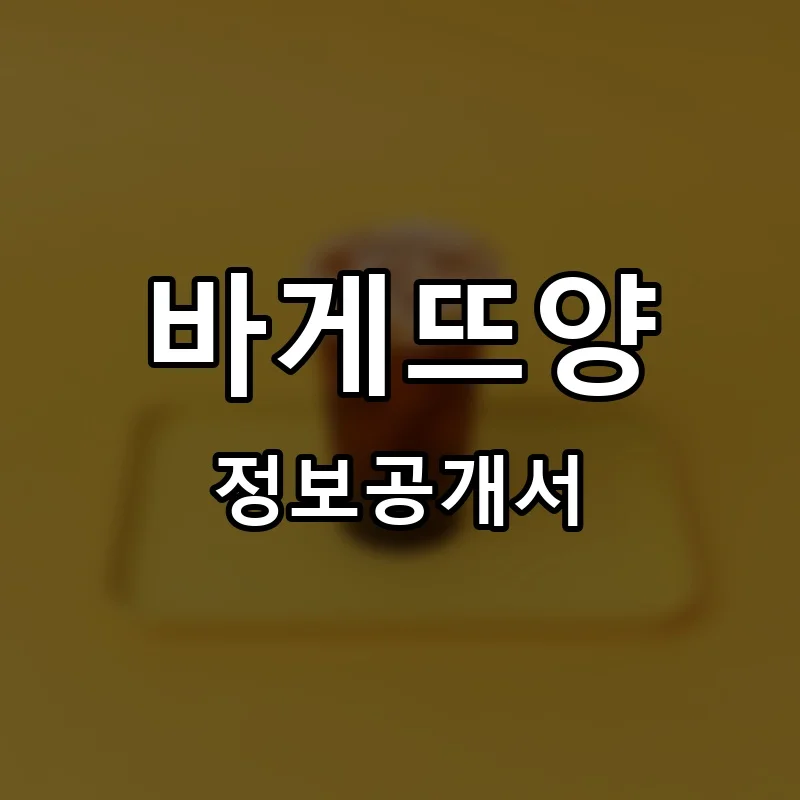 바게뜨양 프랜차이즈 창업 비용 정보공개서 요약