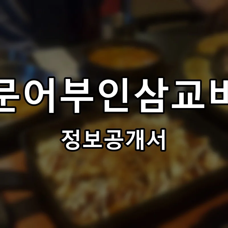 문어부인삼교비 프랜차이즈 창업 비용 정보공개서 요약