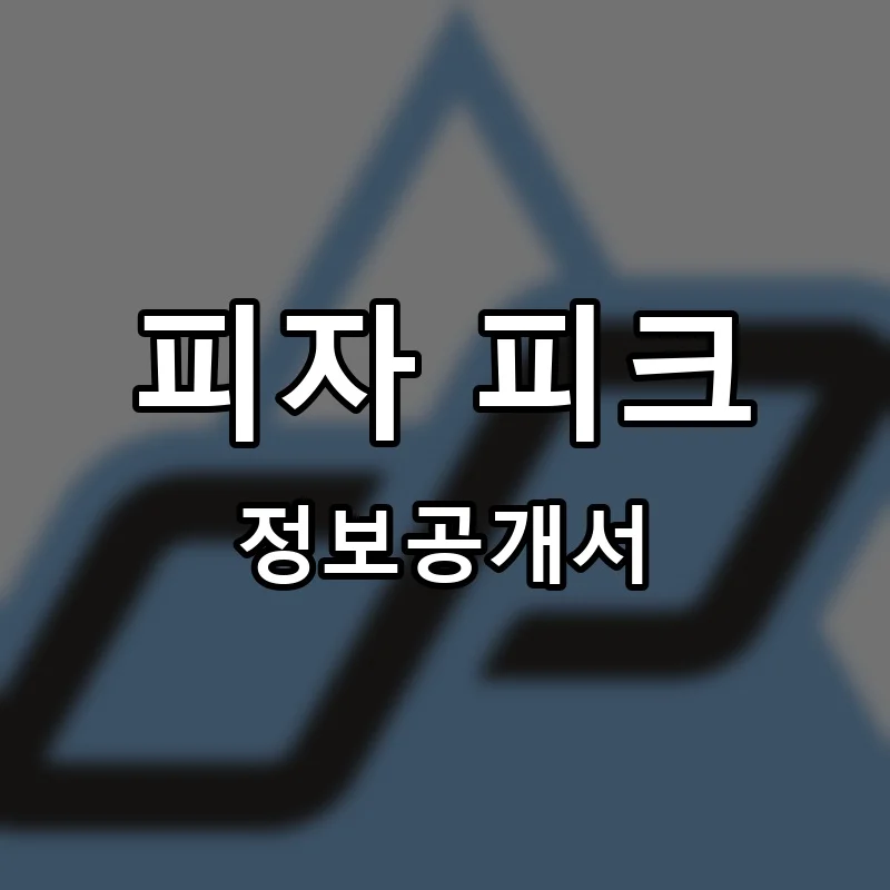 피자 피크(Pizza Peak) 프랜차이즈 정보공개서