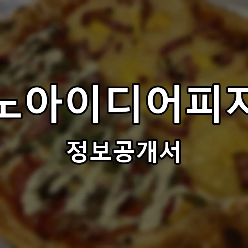 노아이디어피자 프랜차이즈 창업 비용 정보공개서 요약