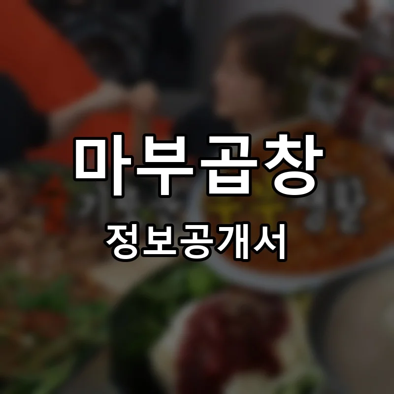 마부곱창 프랜차이즈 정보공개서 요약 2025.05.09