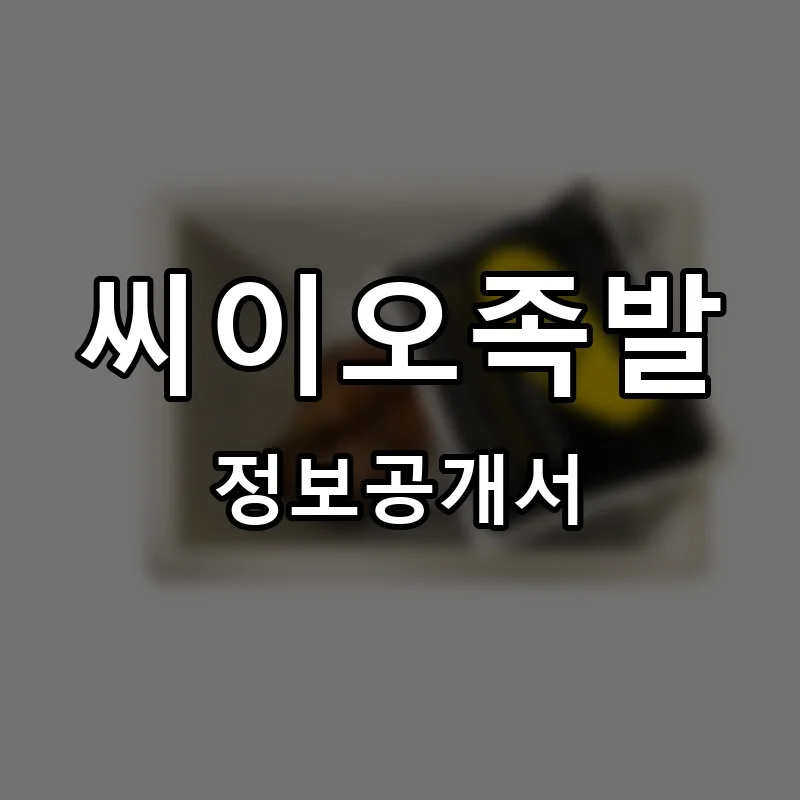 씨이오족발 프랜차이즈 창업 비용 정보공개서 요약