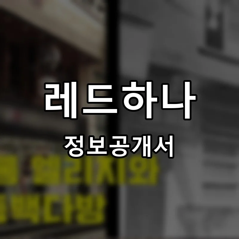 레드하나 프랜차이즈 창업 비용 정보공개서 요약