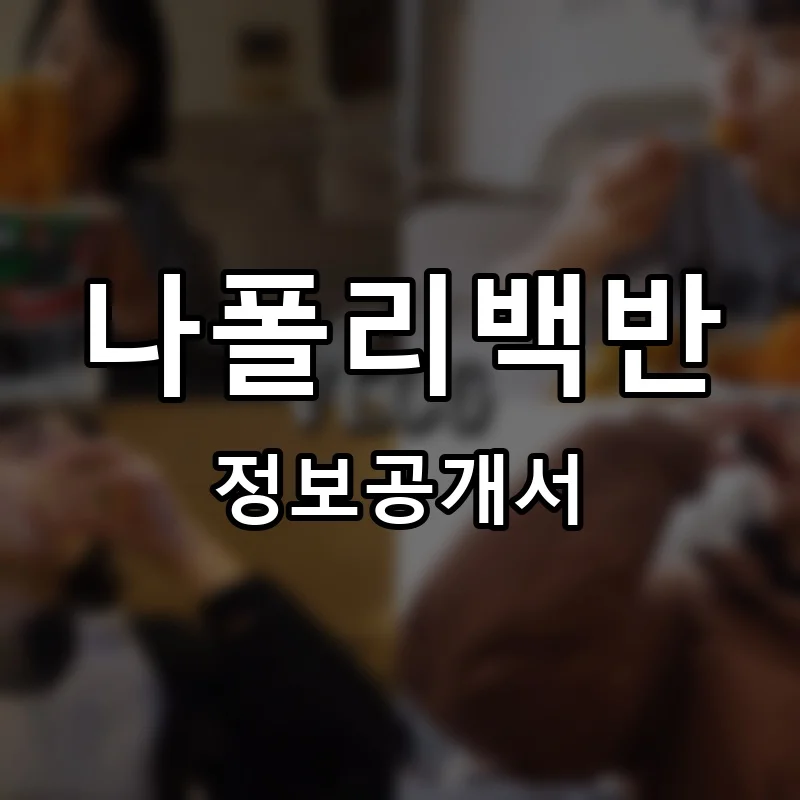 나폴리백반 프랜차이즈 창업 비용 정보공개서 요약