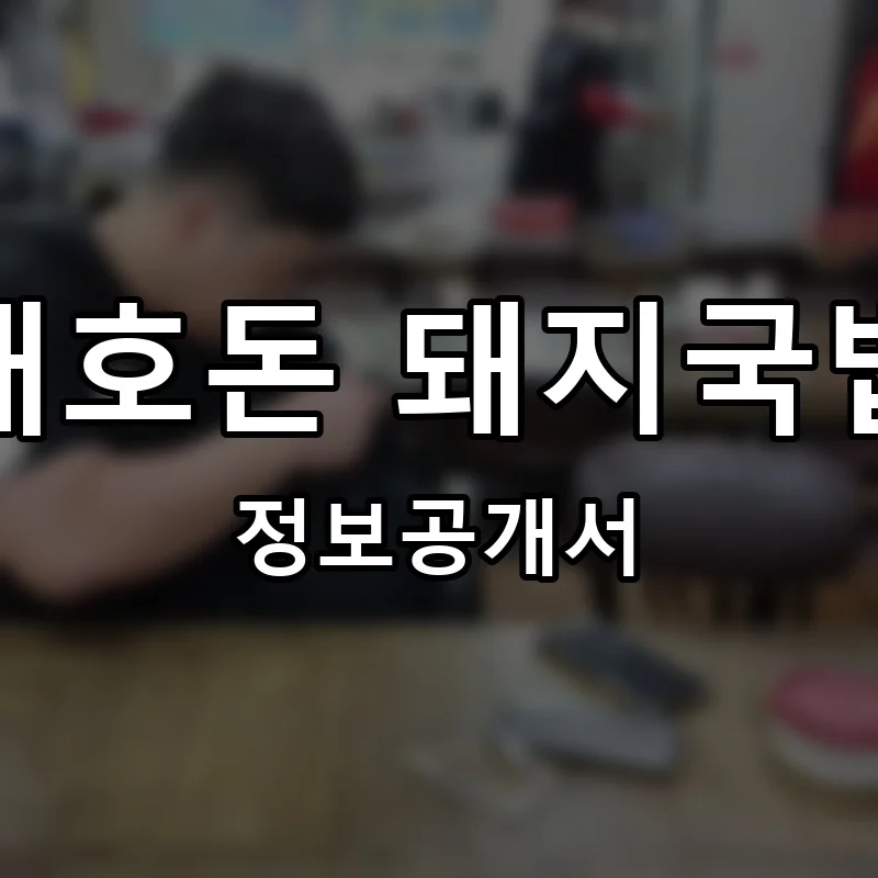 대호돈 돼지국밥 프랜차이즈 정보공개서 요약 2025.05.21