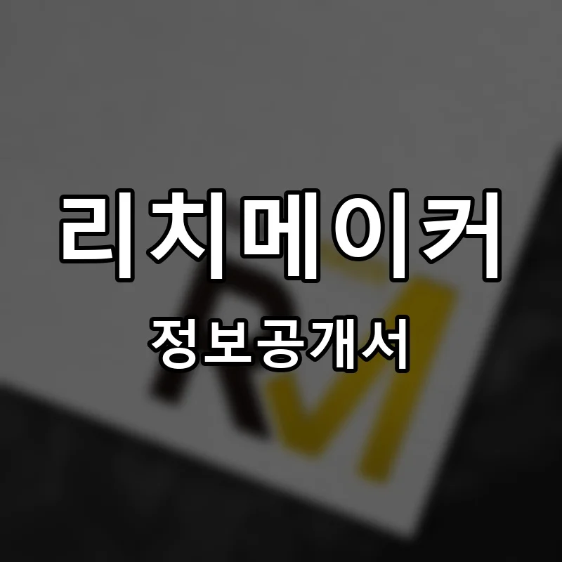 리치메이커 프랜차이즈 정보공개서 요약 2025.05.21