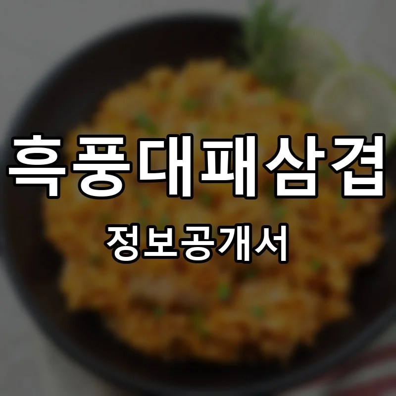 흑풍대패삼겹 프랜차이즈 창업 비용 정보공개서 요약