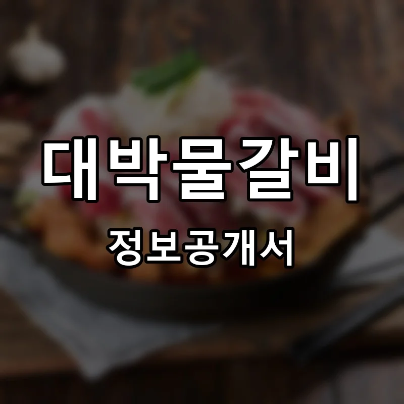대박물갈비 프랜차이즈 정보공개서 요약 2025.05.28