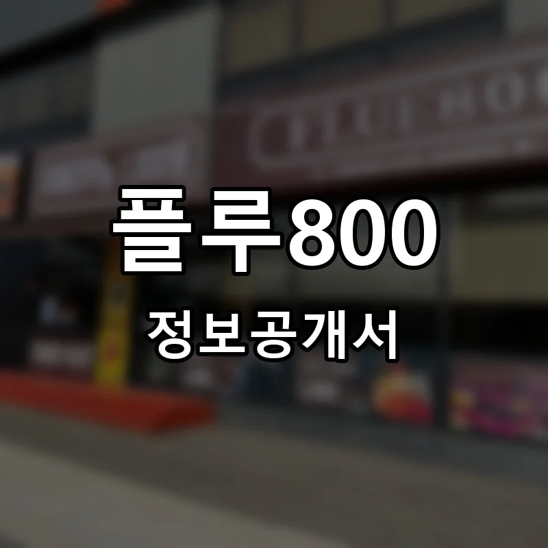 플루800 프랜차이즈 창업 비용 정보공개서 요약
