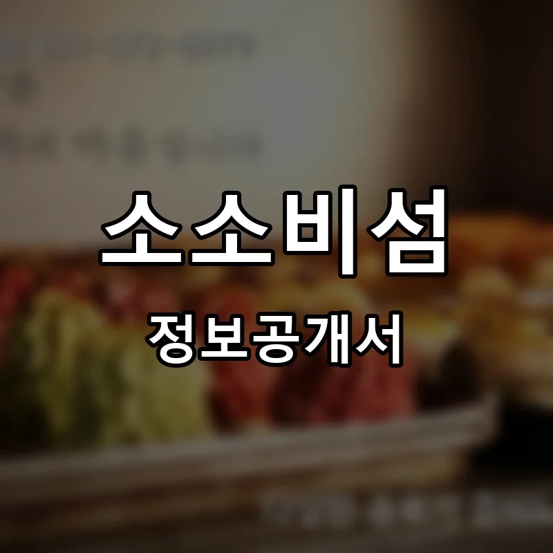 소소비섬 프랜차이즈 창업 비용 정보공개서 요약