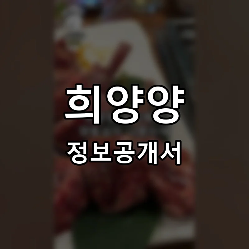 희양양 프랜차이즈 정보공개서