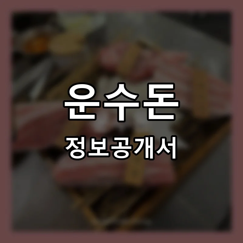 운수돈 프랜차이즈 창업 비용 정보공개서 요약