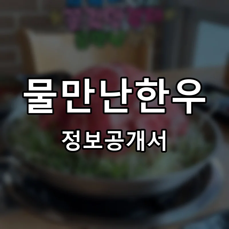 물만난한우 프랜차이즈 창업 비용 정보공개서 요약