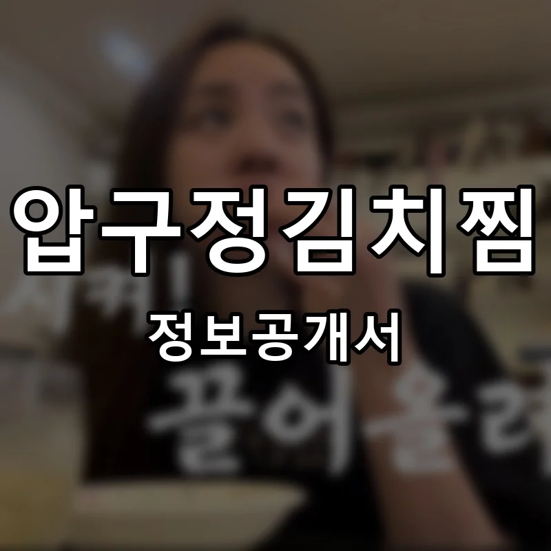 압구정김치찜 프랜차이즈 창업 비용 정보공개서 요약