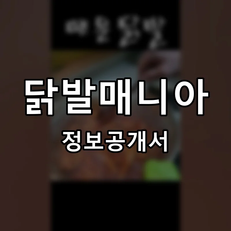 닭발매니아 프랜차이즈 정보공개서 요약 2025.06.18