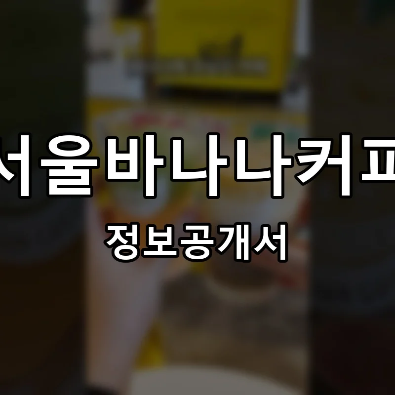 서울바나나커피 프랜차이즈 창업 비용 정보공개서 요약