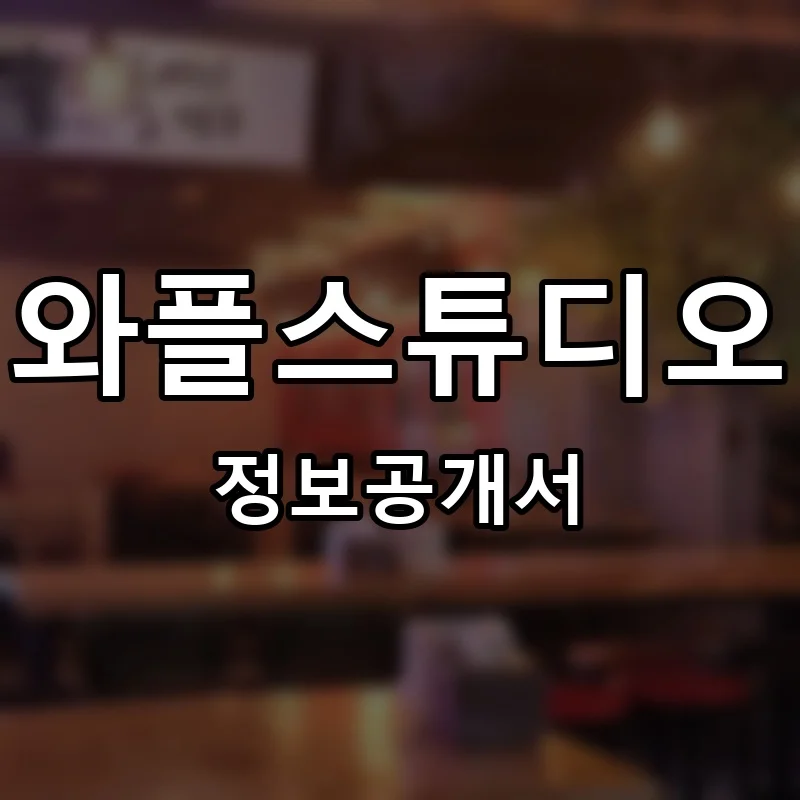 와플스튜디오 프랜차이즈 창업 비용 정보공개서 요약