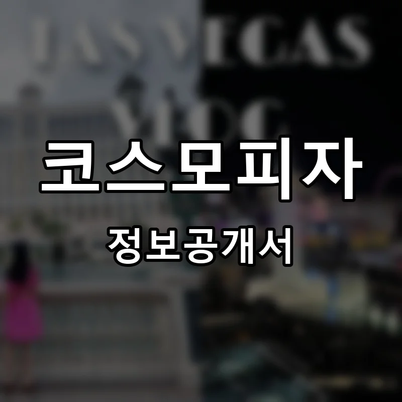 코스모피자 프랜차이즈 창업 비용 정보공개서 요약