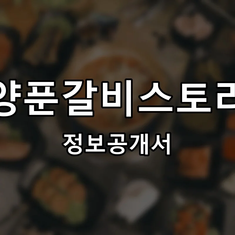 양푼갈비스토리 프랜차이즈 창업 비용 정보공개서 요약