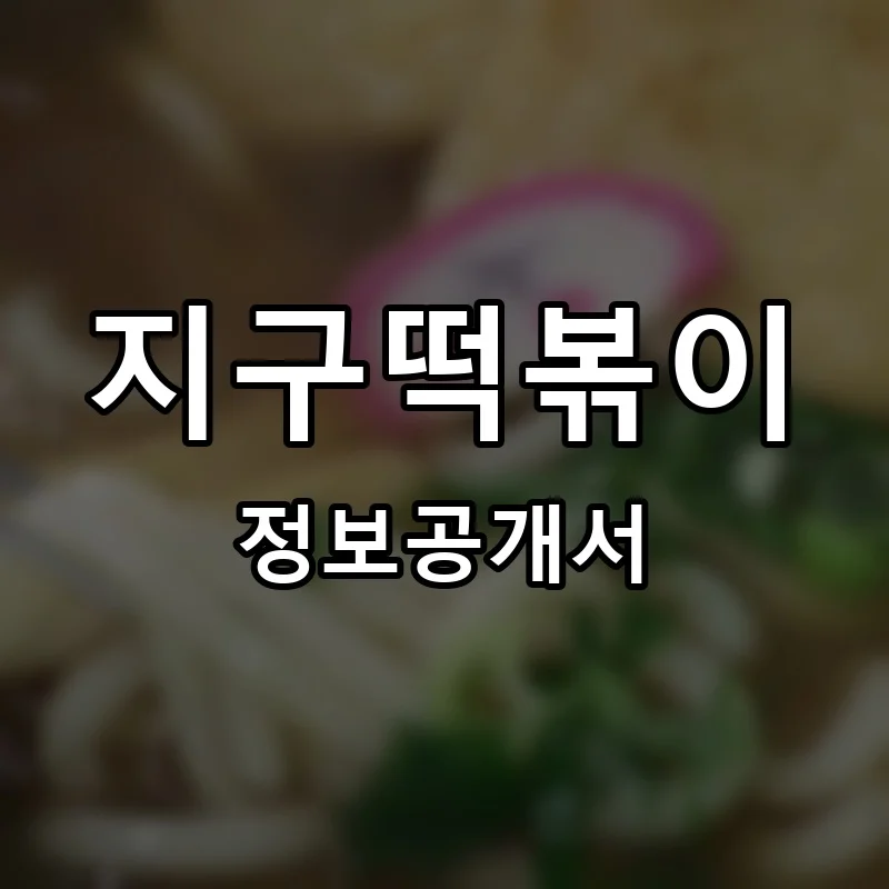지구떡볶이 프랜차이즈 창업 비용 정보공개서 요약
