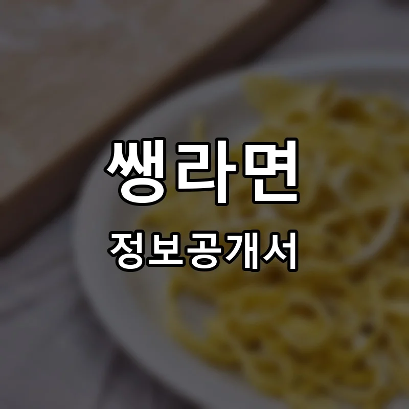 쌩라면 프랜차이즈 창업 비용 정보공개서 요약