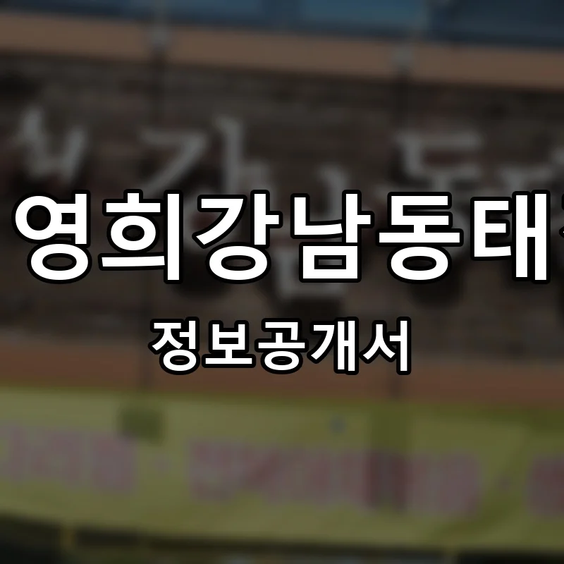 김영희강남동태찜 프랜차이즈 창업 비용 정보공개서 요약