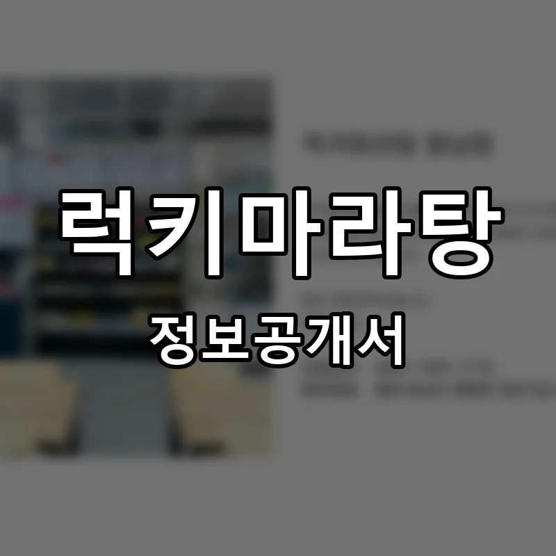 럭키마라탕 프랜차이즈 창업 비용 정보공개서 요약