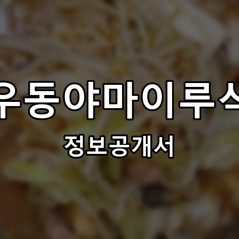 우동야마이루식 프랜차이즈 창업 비용 정보공개서 요약