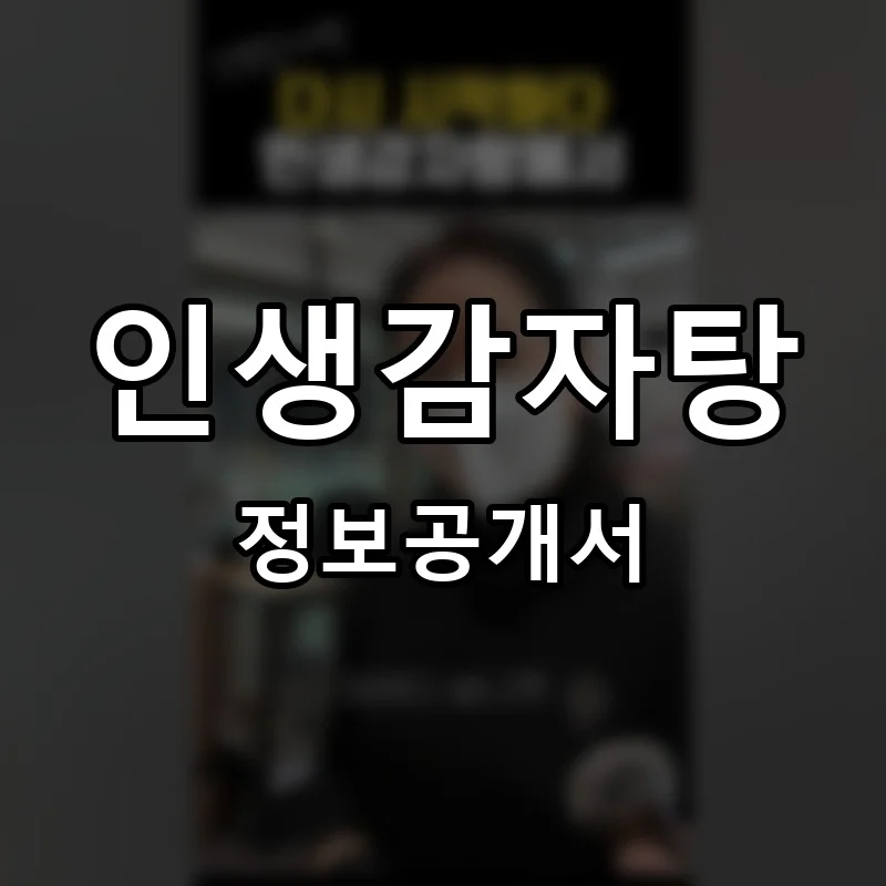 인생감자탕 프랜차이즈 창업 비용 정보공개서 요약