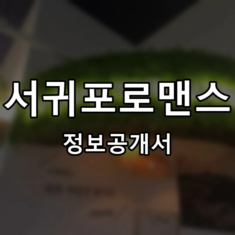 서귀포로맨스 프랜차이즈 창업 비용 정보공개서 요약