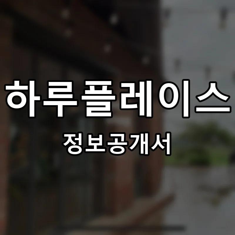 하루플레이스 프랜차이즈 정보공개서