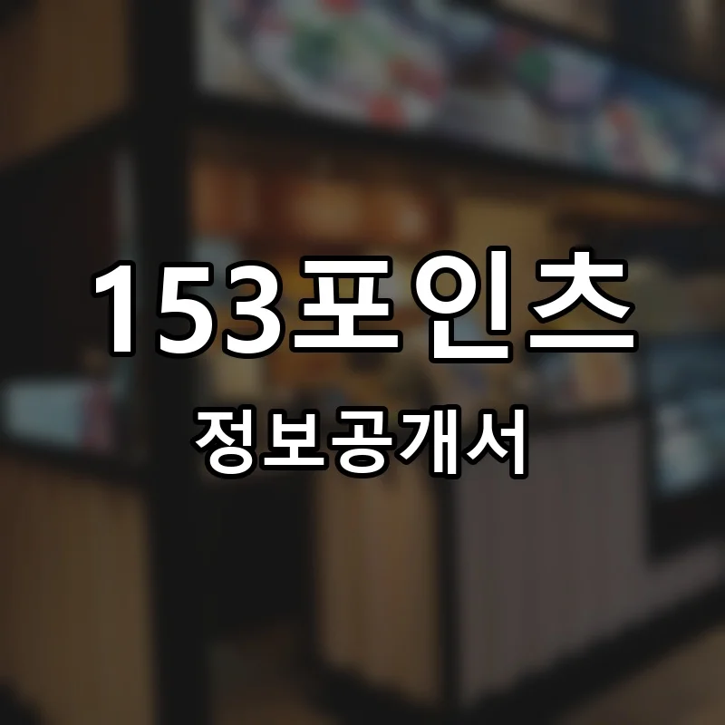 153포인츠(POINTZ) 프랜차이즈 정보공개서 요약 2025.07.17