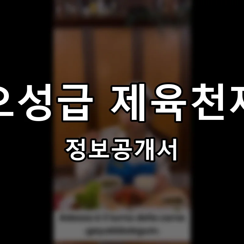 오성급 제육천재 프랜차이즈 창업 비용 정보공개서 요약