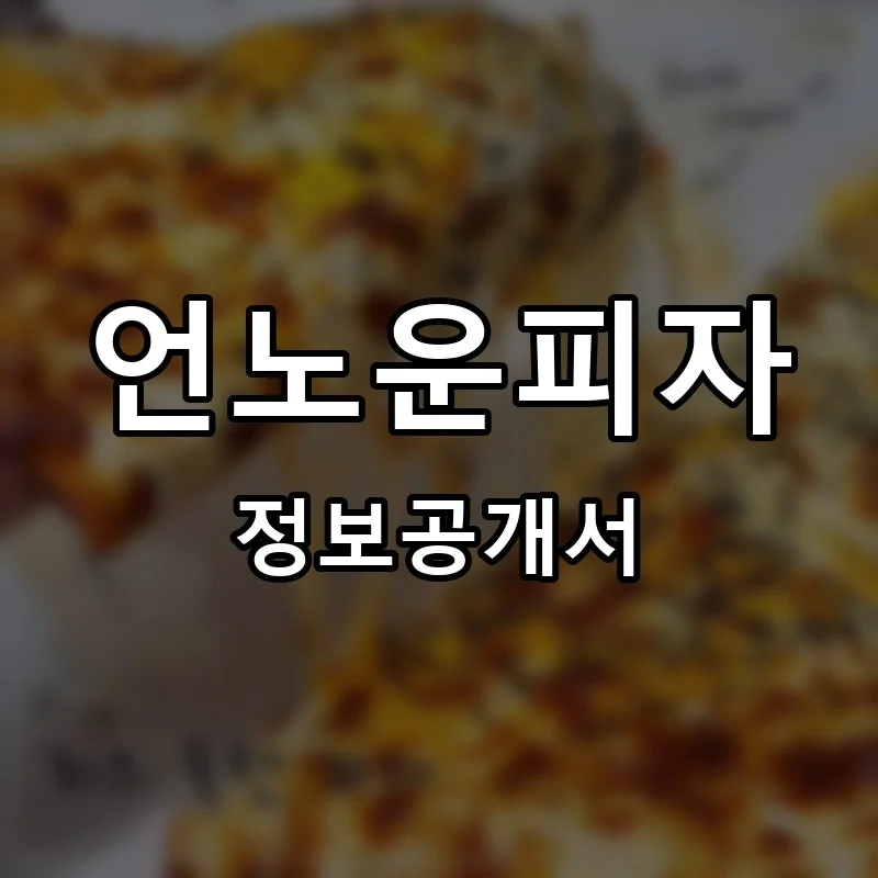 언노운피자[UNKNOWN PIZZA] 프랜차이즈 창업 비용 정보공개서 요약