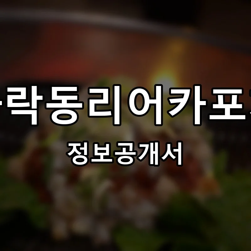 가락동리어카포차 프랜차이즈 창업 비용 정보공개서 요약