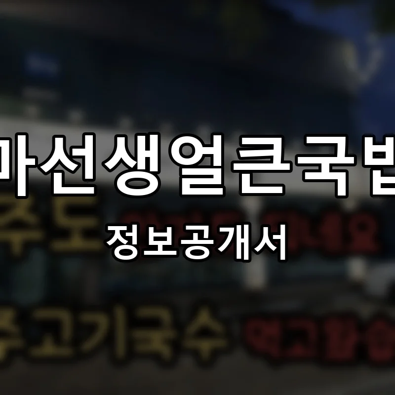 마선생얼큰국밥 프랜차이즈 정보공개서