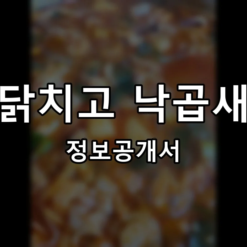 닭치고 낙곱새 프랜차이즈 창업 비용 정보공개서 요약