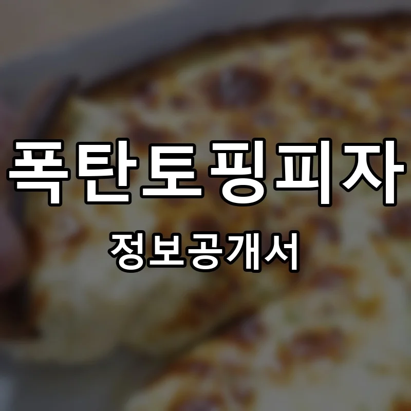 폭탄토핑피자 프랜차이즈 정보공개서