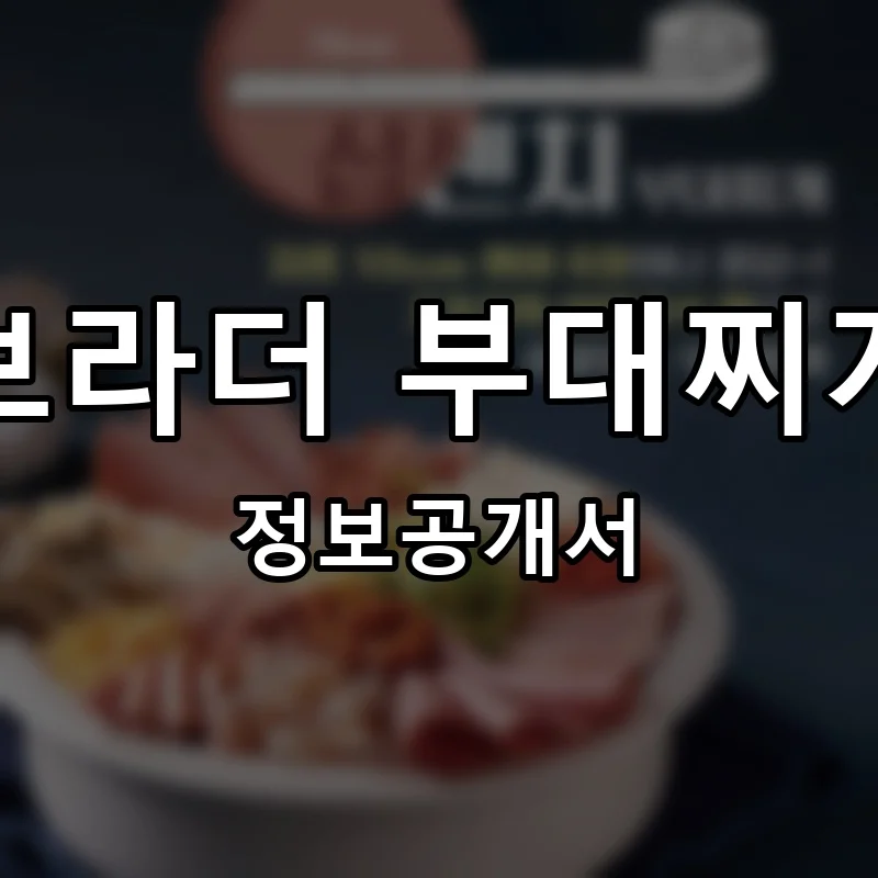 브라더 부대찌개 프랜차이즈 창업 비용 정보공개서 요약