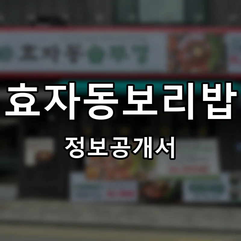 효자동보리밥 프랜차이즈 창업 비용 정보공개서 요약