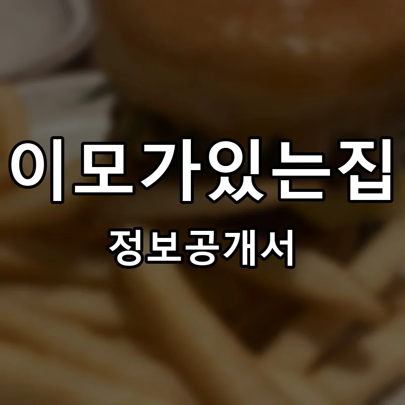 이모가있는집 프랜차이즈 창업 비용 정보공개서 요약