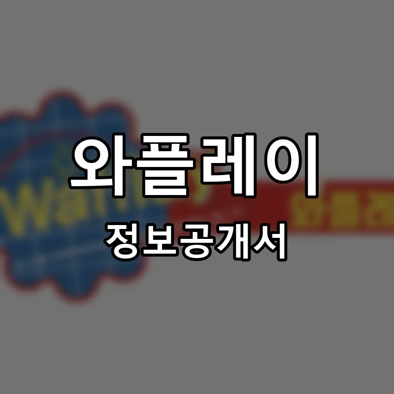 와플레이 프랜차이즈 창업 비용 정보공개서 요약