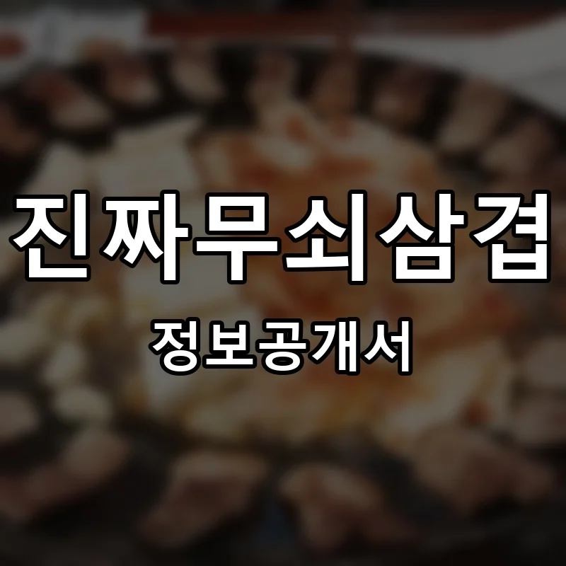 진짜무쇠삼겹 프랜차이즈 창업 비용 정보공개서 요약