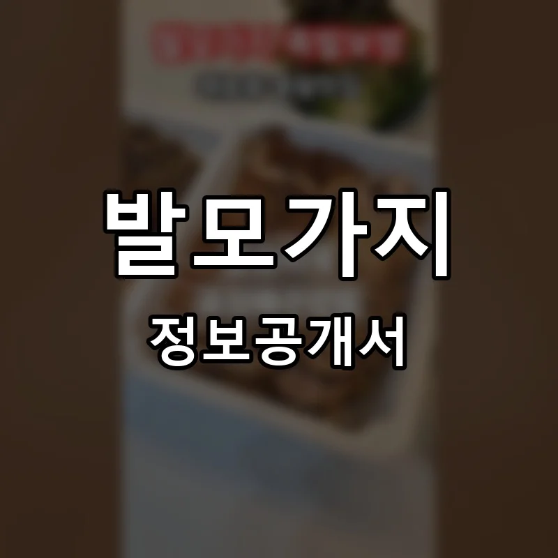 발모가지 프랜차이즈 창업 비용 정보공개서 요약